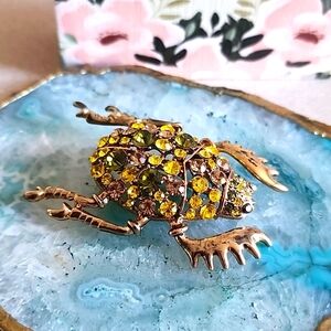 Antique Gold Finish Beetle Brooch Pin
